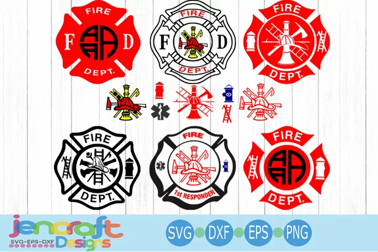 Firefighter Svg, Fireman Monogram Badge SVG, EPS, DXF, PNG