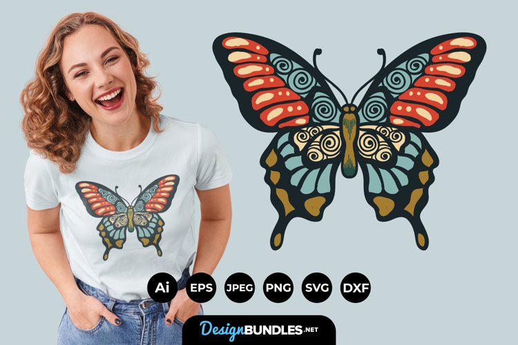 Scandinavian Floral Butterfly SVG
