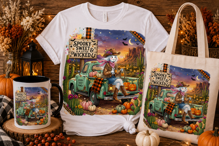Spooky Sweet & A Little Wicked Ghost PNG | Western Halloween