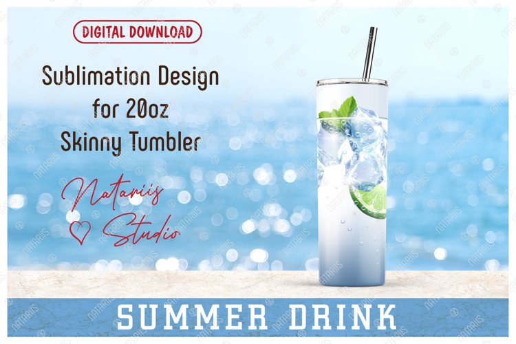 Realistic Iced Lime Drink Pattern for 20oz SKINNY TUMBLER.