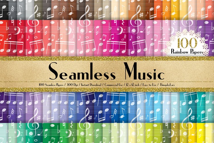 100 Seamless Music Note Digital Papers 12 x 12 inch example image 1