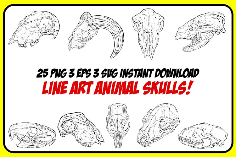 Line Art Animal Ram Fox Sheep Skulls Horns For Halloween example image 1