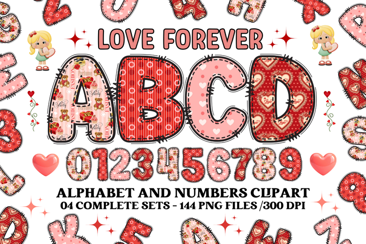 Love Forever Alphabet & Numbers Clipart Set