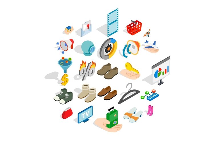 Target audience icons set, isometric style example image 1