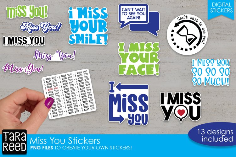 Sticker Bundle PNG - Miss You Sticker Pack example image 1