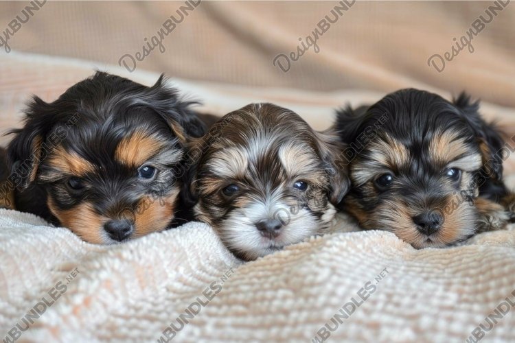 Three adorable cavalier king charles spaniel puppies