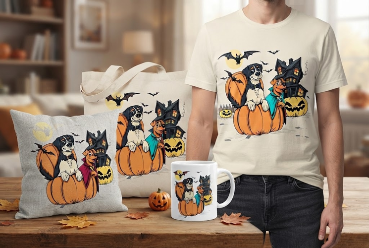 Halloween Dog Dad PNG | Funny Pumpkin Dog Family Clipart