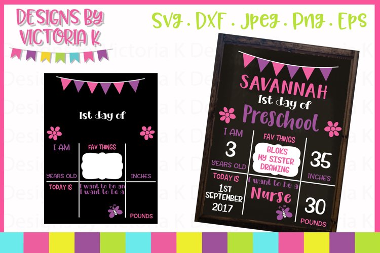 First day of school board, chalkboard style SVG Cut File example image 1