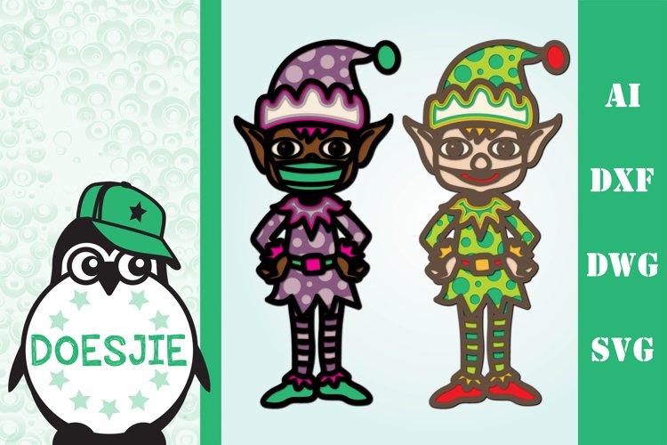 3D layered Christmas elf with mask multi layer mandala example image 1