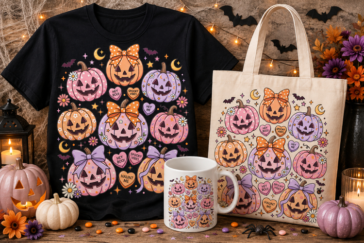 Cute Pastel Halloween Pumpkins PNG | Spooky Pumpkin Clipart