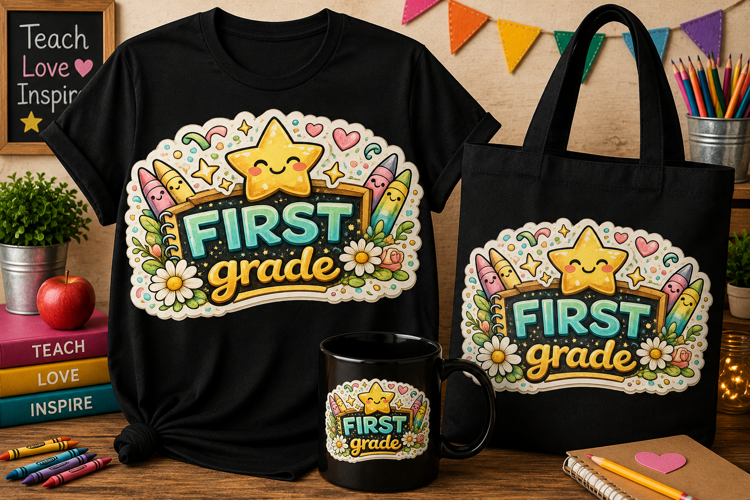 First Grade PNG | Back to School Sublimation Design