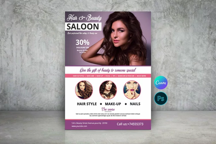 Hair & Beauty Care Salon Flyer | Spa Flyer Canva