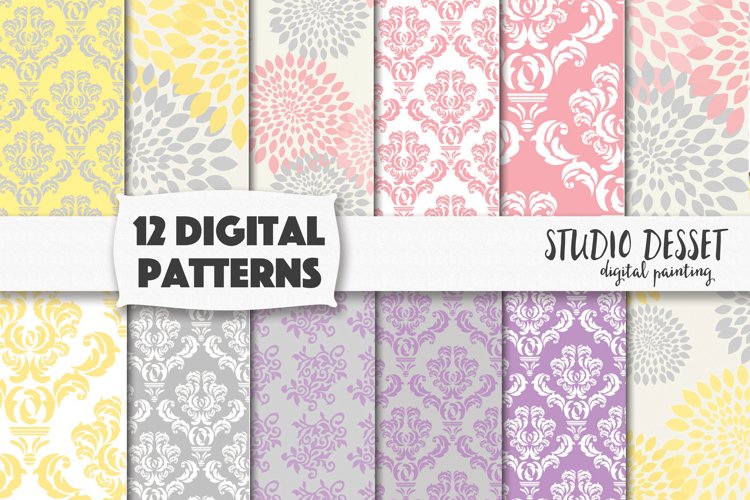 Damask Digital Patterns - Floral Pastel Backgrounds example image 1