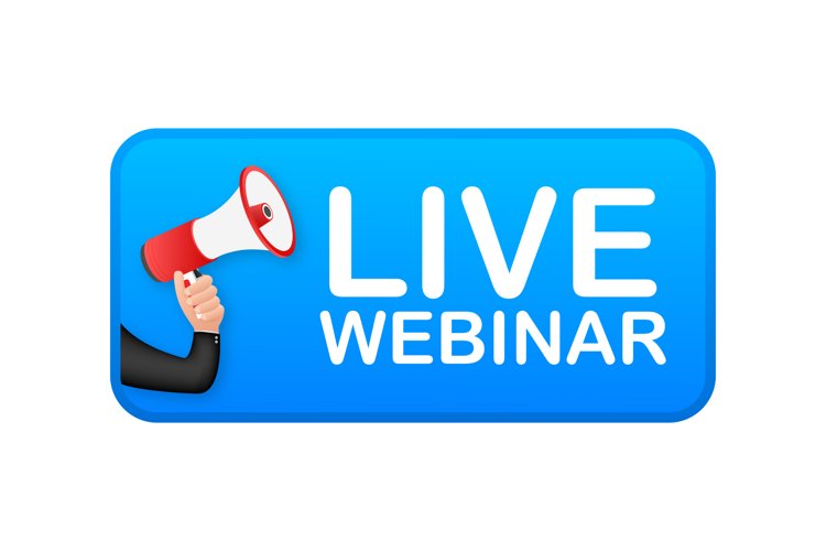 Live Webinar Button, icon, emblem, label. example image 1