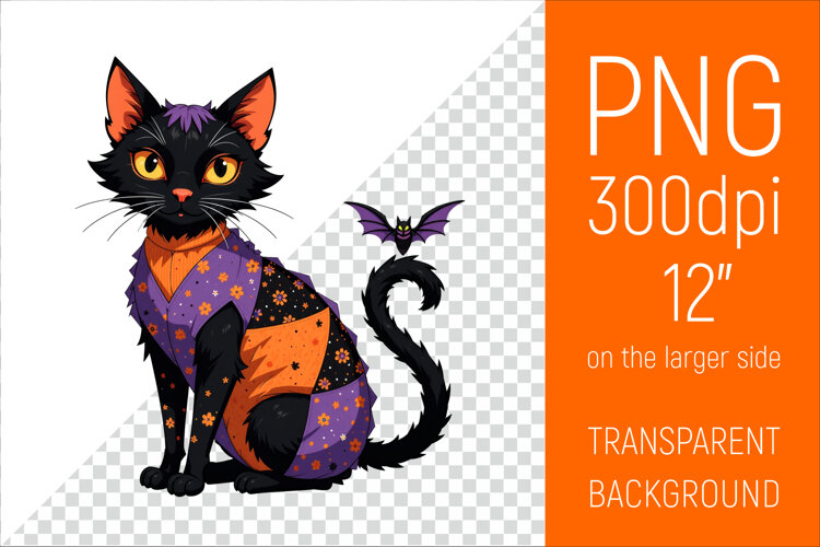 Halloween Black Cat Clipart |Halloween Party Design example image 1