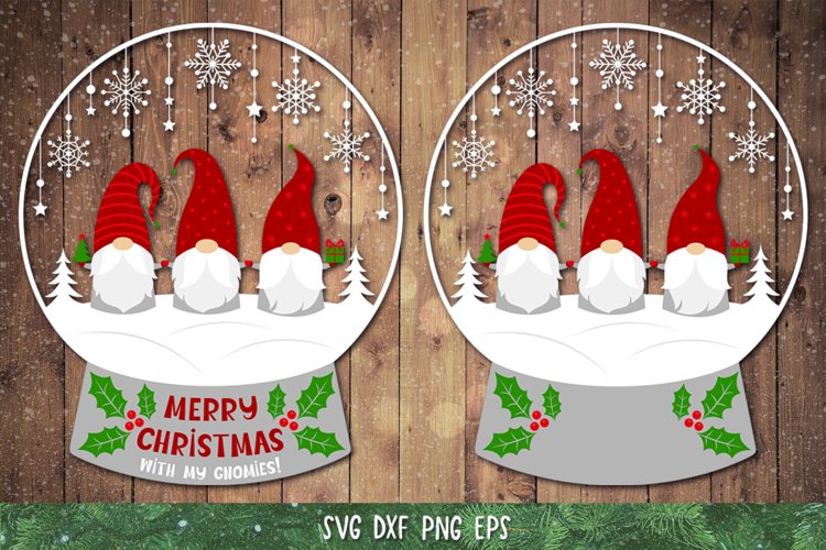 Snow Globe SVG,DXF,PNG,Gnome Christmas SVG,Gnomies Clipart example image 1