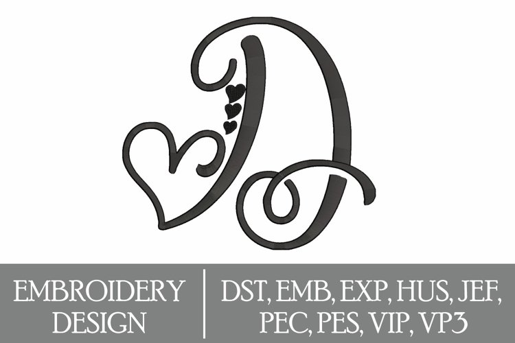 Monogram D Machine Embroidery Design example image 1