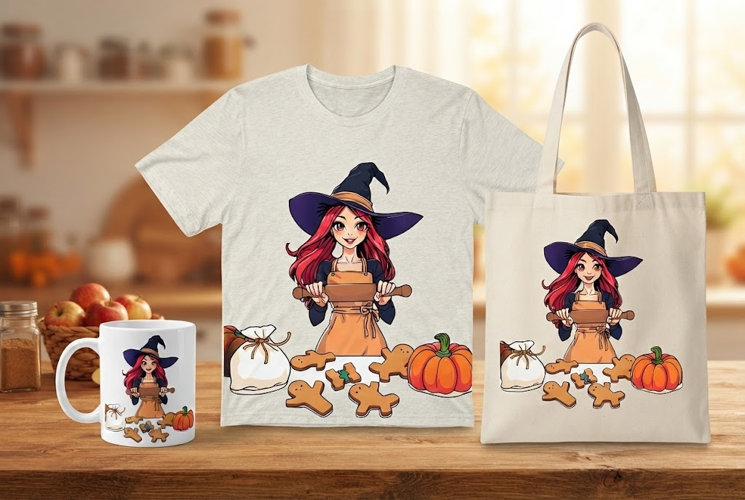 Halloween Witch Baker PNG | Pumpkin Cookies Baking Clipart