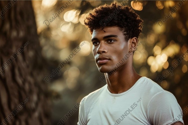 Serene young man in golden hour light example image 1