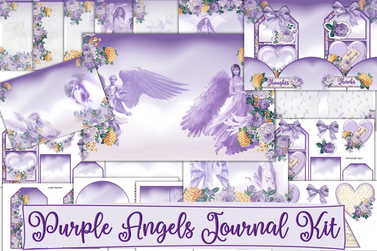 Purple Angels Journal Kit With Free Ephemera JPEG PDF & PNG example image 1