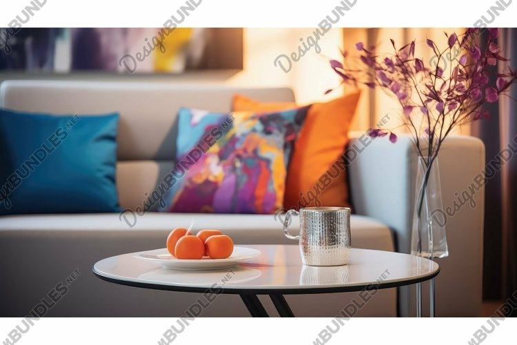 living blurred hotel room interior