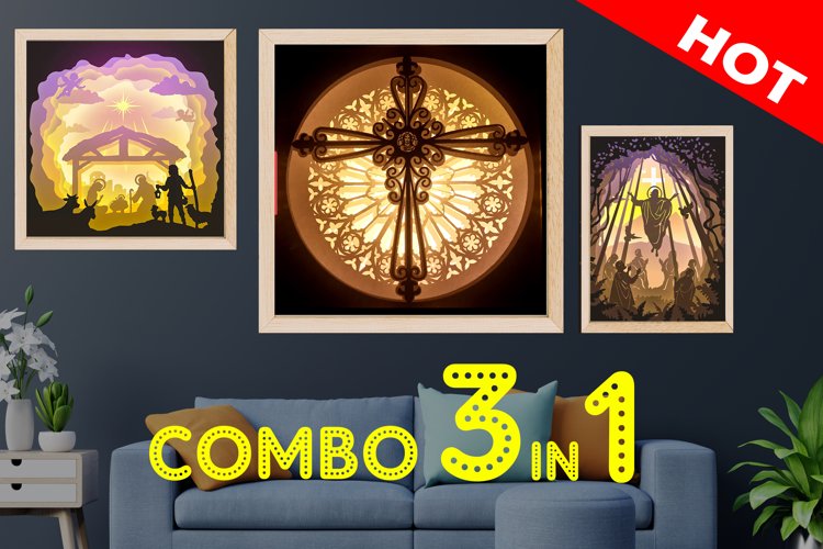 COMBO Jesus Templates Christmas 3D Shadow box example image 1