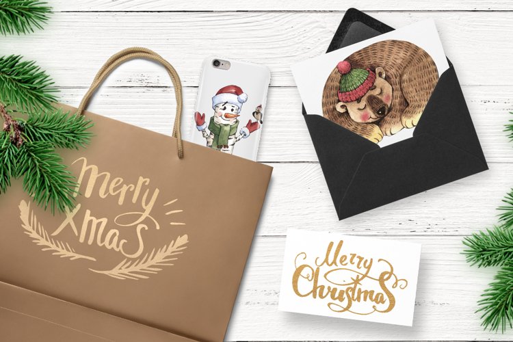 Merry Christmas watercolor png