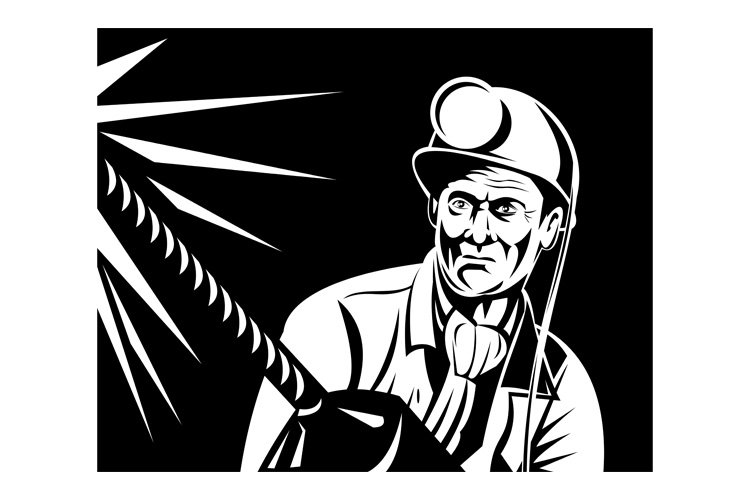 miner with jack drill front view