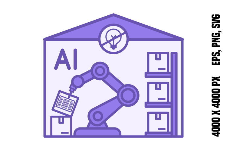 Purple Automated Dark Warehouse Icon