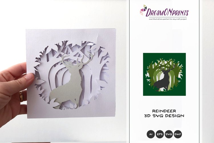 Reindeer 3D Layered Design | Forest Multi Layer Design example image 1