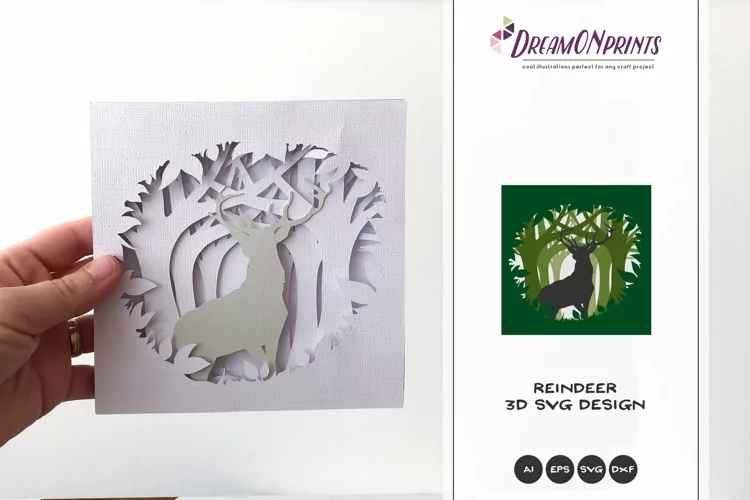 Reindeer 3D Layered Design | Forest Multi Layer Design