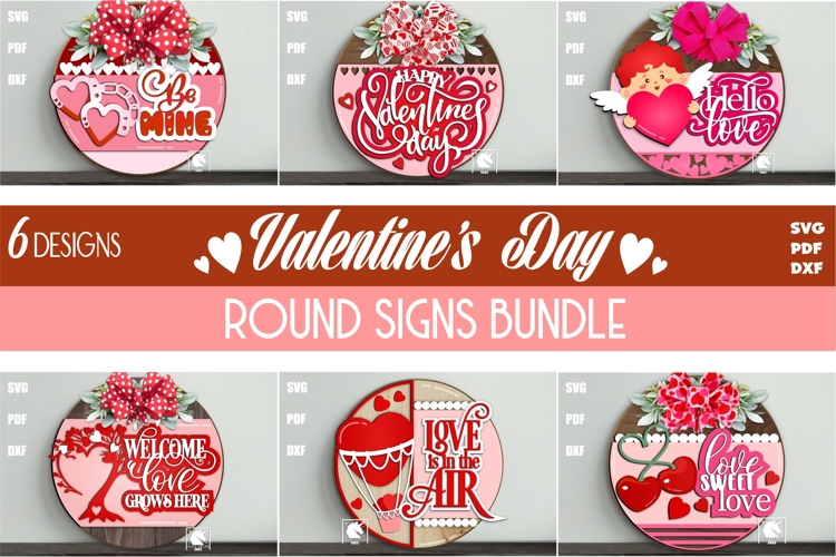 Valentine Door Hangers SVG Bundle | Romantic Welcome Signs