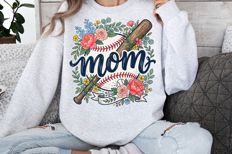 Baseball Mom Floral PNG