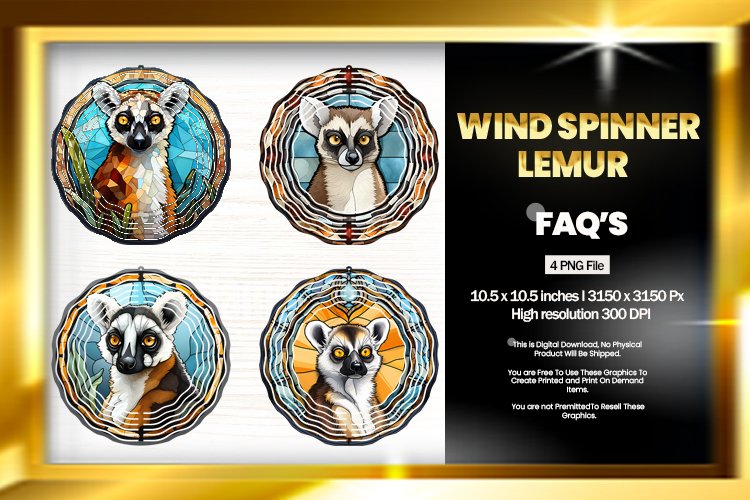 Lemur Wind Spinner Sublimation - 04 Variations example image 1