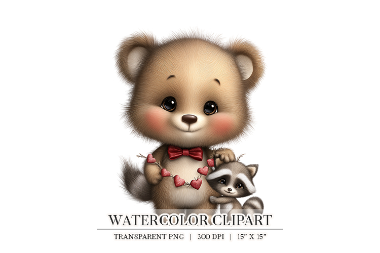Cute Valentine Bear Clipart PNG