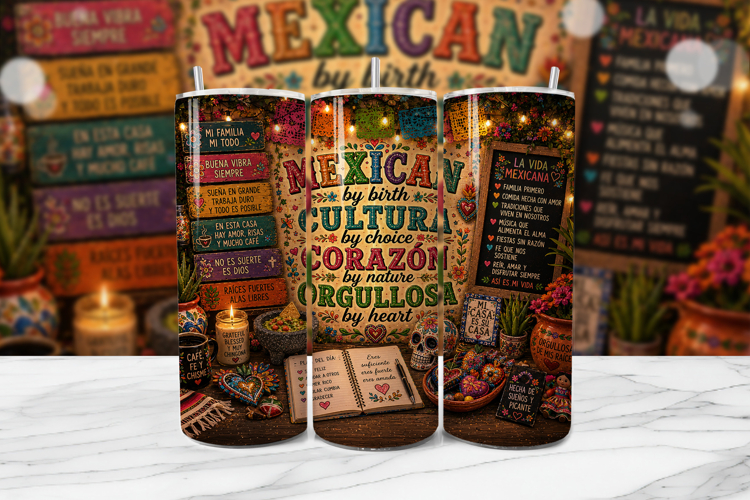 Mexican Pride Latina Tumbler Wrap PNG