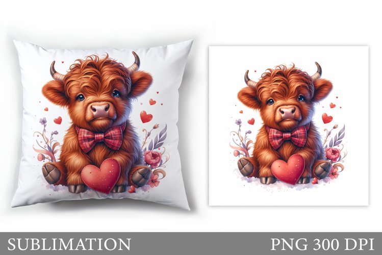 Valentines Cow Pillow. Valentines Pillow Sublimation example image 1