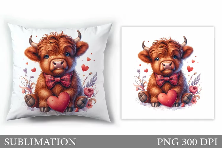 Valentines Cow Pillow. Valentines Pillow Sublimation