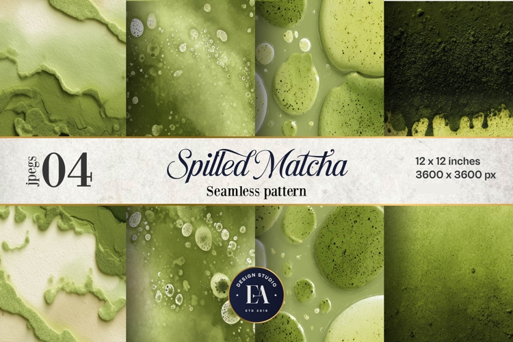 Spilled Matcha Texture, Green Abstract Liquid Digital Paper