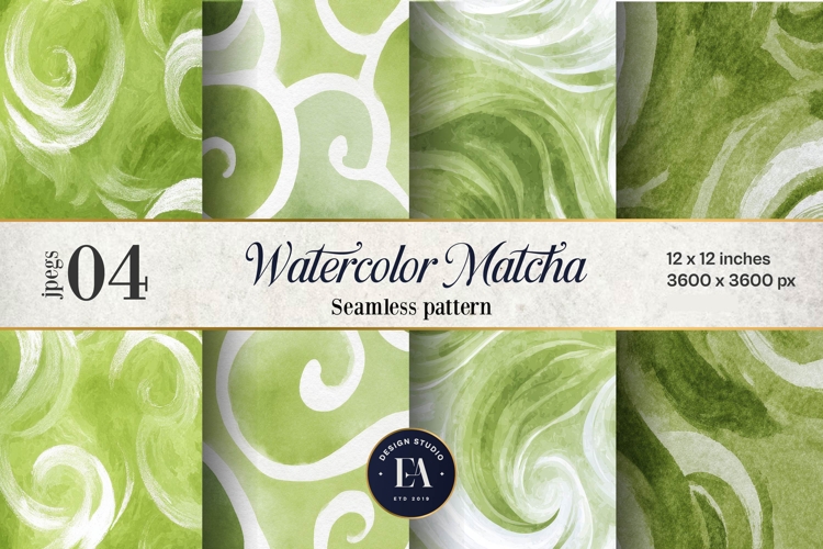 Watercolor Matcha Pattern, Green Wash Texture
