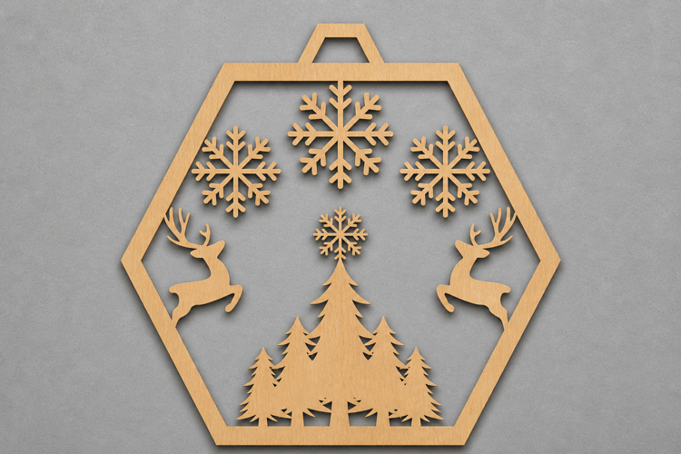 Winter Deer Forest Wooden Ornament