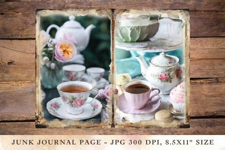 Printable Junk Journal Pages tea and cake party 5 example image 1