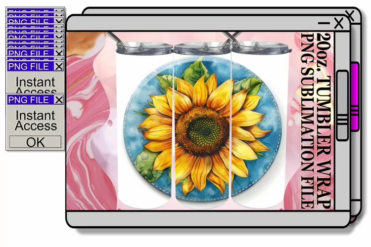 Denim Flower Tumbler Sublimation Spring 20oz