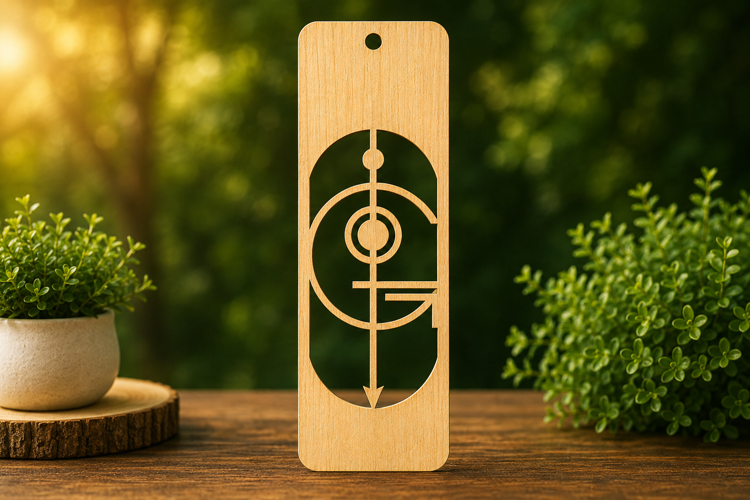 Personalized Letter G Wooden Bookmark with Modern Circular example image 1