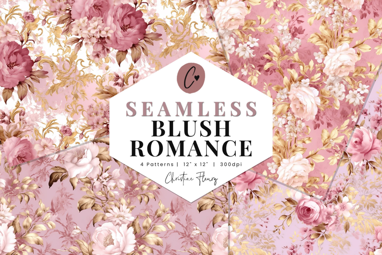 4 Seamless Blush Romance Digital Paper