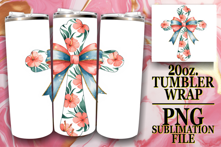 SWEET HARMONY 20oz TUMBLER WRAP, Flower Cross