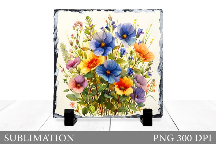 Flowers Square Sublimation. Flowers Slate Sublimation