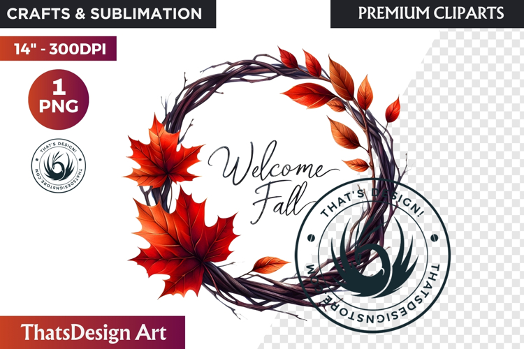 Autumn Harvest Wreath Clipart - Rustic Fall   Thanksgiving