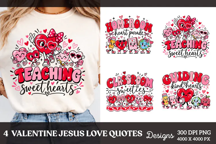 Valentine Jesus 4 Shirt PNG Designs, 4 Christian Valentine S