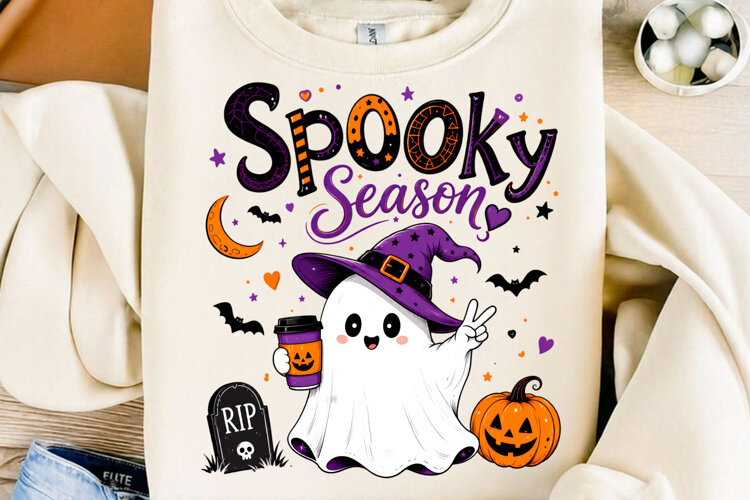 Spooky Season Witch Ghost Halloween PNG example image 1